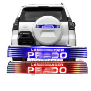 Prado Spare Tyre Cover LED Light Plate Moulding Red/Blue